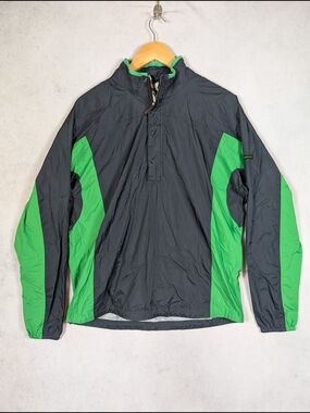 Burberry Golf Pullover Windbreaker Jacket Mens Size S Black Green Quarter Zip